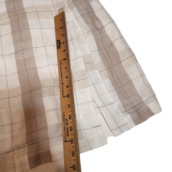 NWT Anthopologie Mo:vint Linen Beige Plaid Sleeveless Button Midi Dress Medium - Picture 16 of 16